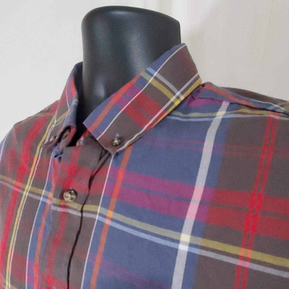 FIVE FOUR Red & Blue Checked Shirt Size M - Picture 3 of 6